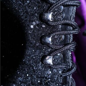 Black Glitter Lace-Up 6inch Pleaser Boot